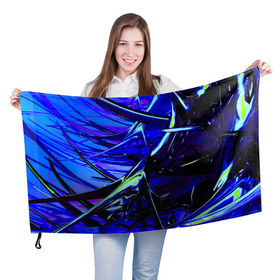 Флаг 3D с принтом Острые шипы , 100% полиэстер | плотность ткани — 95 г/м2, размер — 67 х 109 см. Принт наносится с одной стороны | колючки | металл | прикольные | синие | текстуры | шипы