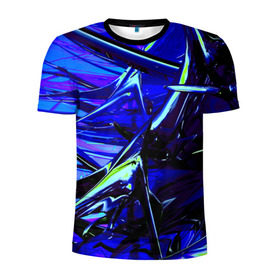 Мужская футболка 3D спортивная с принтом Острые шипы , 100% полиэстер с улучшенными характеристиками | приталенный силуэт, круглая горловина, широкие плечи, сужается к линии бедра | колючки | металл | прикольные | синие | текстуры | шипы
