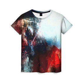 Женская футболка 3D с принтом Expressive , 100% полиэфир ( синтетическое хлопкоподобное полотно) | прямой крой, круглый вырез горловины, длина до линии бедер | rainbow | краска | прикольные | радуга | текстуры | штрихи