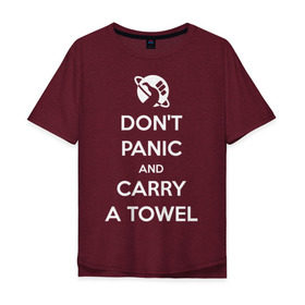 Мужская футболка хлопок Oversize с принтом Dont panic , 100% хлопок | свободный крой, круглый ворот, “спинка” длиннее передней части | автостопом по галактике