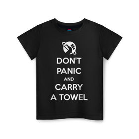 Детская футболка хлопок с принтом Dont panic , 100% хлопок | круглый вырез горловины, полуприлегающий силуэт, длина до линии бедер | автостопом по галактике