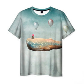 Мужская футболка 3D с принтом Кит , 100% полиэфир | прямой крой, круглый вырез горловины, длина до линии бедер | автостопом по галактике | кит