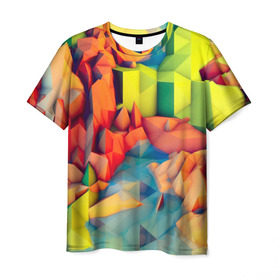 Мужская футболка 3D с принтом Острые шипы , 100% полиэфир | прямой крой, круглый вырез горловины, длина до линии бедер | абстракт | абстракции | кубики | острые | ромбики | текстуры