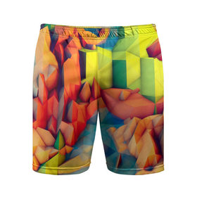 Мужские шорты 3D спортивные с принтом Острые шипы ,  |  | абстракт | абстракции | кубики | острые | ромбики | текстуры