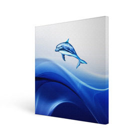 Холст квадратный с принтом Дельфин , 100% ПВХ |  | дельфин | море | рыбка