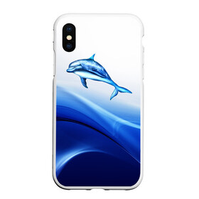 Чехол для iPhone XS Max матовый с принтом Дельфин , Силикон | Область печати: задняя сторона чехла, без боковых панелей | Тематика изображения на принте: дельфин | море | рыбка