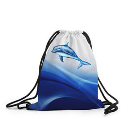Рюкзак-мешок 3D с принтом Дельфин , 100% полиэстер | плотность ткани — 200 г/м2, размер — 35 х 45 см; лямки — толстые шнурки, застежка на шнуровке, без карманов и подкладки | Тематика изображения на принте: дельфин | море | рыбка