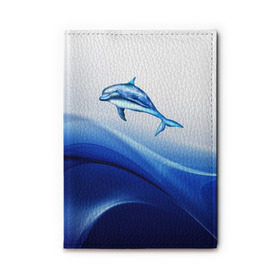 Обложка для автодокументов с принтом Дельфин , натуральная кожа |  размер 19,9*13 см; внутри 4 больших “конверта” для документов и один маленький отдел — туда идеально встанут права | Тематика изображения на принте: дельфин | море | рыбка