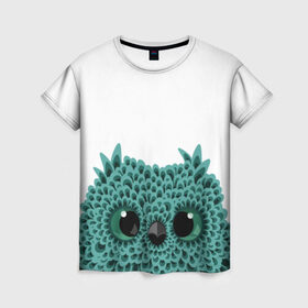 Женская футболка 3D с принтом Совенок , 100% полиэфир ( синтетическое хлопкоподобное полотно) | прямой крой, круглый вырез горловины, длина до линии бедер | owl | птица | птицы | сова | совенок