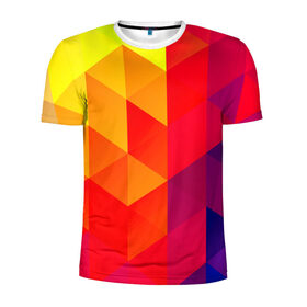 Мужская футболка 3D спортивная с принтом Trianse , 100% полиэстер с улучшенными характеристиками | приталенный силуэт, круглая горловина, широкие плечи, сужается к линии бедра | new | красный | прикольные | ромб | текстуры | треугольник