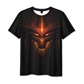 Мужская футболка 3D с принтом Diablo , 100% полиэфир | прямой крой, круглый вырез горловины, длина до линии бедер | Тематика изображения на принте: diablo | диабло | дьявол | игра