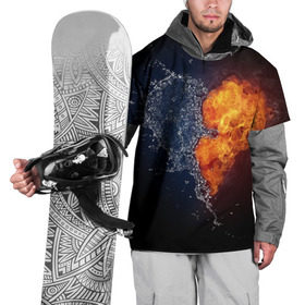 Накидка на куртку 3D с принтом Water and flames heart , 100% полиэстер |  | Тематика изображения на принте: вода | огонь огонь и вода | пар | прикольное | разное | сердце