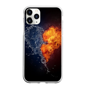 Чехол для iPhone 11 Pro матовый с принтом Water and flames heart , Силикон |  | вода | огонь огонь и вода | пар | прикольное | разное | сердце