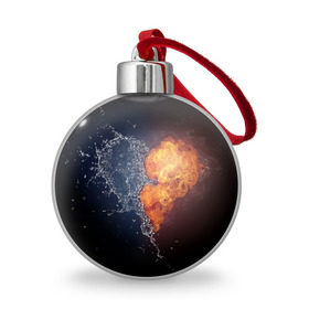Ёлочный шар с принтом Water and flames heart , Пластик | Диаметр: 77 мм | вода | огонь огонь и вода | пар | прикольное | разное | сердце