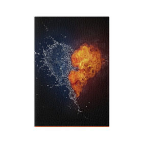 Обложка для паспорта матовая кожа с принтом Water and flames heart , натуральная матовая кожа | размер 19,3 х 13,7 см; прозрачные пластиковые крепления | Тематика изображения на принте: вода | огонь огонь и вода | пар | прикольное | разное | сердце