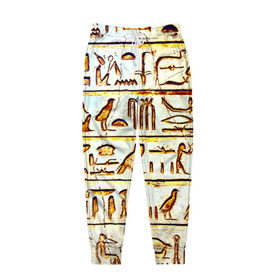 Мужские брюки 3D с принтом Иероглифы , 100% полиэстер | манжеты по низу, эластичный пояс регулируется шнурком, по бокам два кармана без застежек, внутренняя часть кармана из мелкой сетки | Тематика изображения на принте: египет | иероглифы | история | страны | цевилизация
