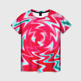 Женская футболка 3D с принтом Разводы красок , 100% полиэфир ( синтетическое хлопкоподобное полотно) | прямой крой, круглый вырез горловины, длина до линии бедер | абстракции | разводы | цветные