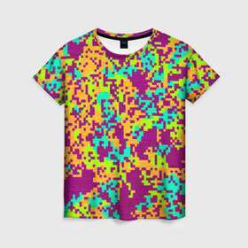 Женская футболка 3D с принтом Пиксели , 100% полиэфир ( синтетическое хлопкоподобное полотно) | прямой крой, круглый вырез горловины, длина до линии бедер | minecraft | new | иллюзии | красный | пиксели
