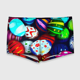 Мужские купальные плавки 3D с принтом Пасха , Полиэстер 85%, Спандекс 15% |  | Тематика изображения на принте: разноцветный | яйца | яркий