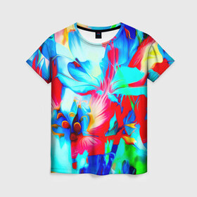 Женская футболка 3D с принтом Палитра красок , 100% полиэфир ( синтетическое хлопкоподобное полотно) | прямой крой, круглый вырез горловины, длина до линии бедер | 