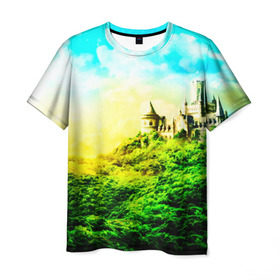 Мужская футболка 3D с принтом Замок , 100% полиэфир | прямой крой, круглый вырез горловины, длина до линии бедер | пейзаж | фентези