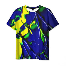 Мужская футболка 3D с принтом Брызги красок , 100% полиэфир | прямой крой, круглый вырез горловины, длина до линии бедер | мазки | цветные