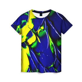 Женская футболка 3D с принтом Брызги красок , 100% полиэфир ( синтетическое хлопкоподобное полотно) | прямой крой, круглый вырез горловины, длина до линии бедер | мазки | цветные