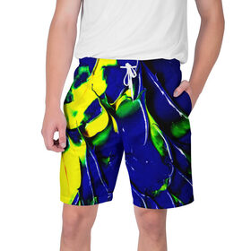 Мужские шорты 3D с принтом Брызги красок ,  полиэстер 100% | прямой крой, два кармана без застежек по бокам. Мягкая трикотажная резинка на поясе, внутри которой широкие завязки. Длина чуть выше колен | мазки | цветные