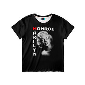 Детская футболка 3D с принтом Мерилин Монро , 100% гипоаллергенный полиэфир | прямой крой, круглый вырез горловины, длина до линии бедер, чуть спущенное плечо, ткань немного тянется | Тематика изображения на принте: marilyn monroe | кинозвезда | мерилин монро