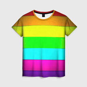 Женская футболка 3D с принтом Rainbow , 100% полиэфир ( синтетическое хлопкоподобное полотно) | прямой крой, круглый вырез горловины, длина до линии бедер | 