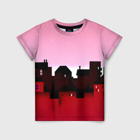 Детская футболка 3D с принтом Urban pink , 100% гипоаллергенный полиэфир | прямой крой, круглый вырез горловины, длина до линии бедер, чуть спущенное плечо, ткань немного тянется | Тематика изображения на принте: город | розовый