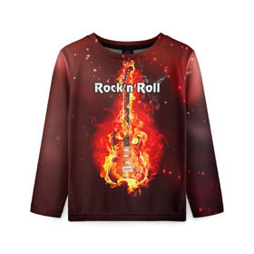 Детский лонгслив 3D с принтом Rock`n`Roll , 100% полиэстер | длинные рукава, круглый вырез горловины, полуприлегающий силуэт
 | rocknroll | гитара | музыка | рок