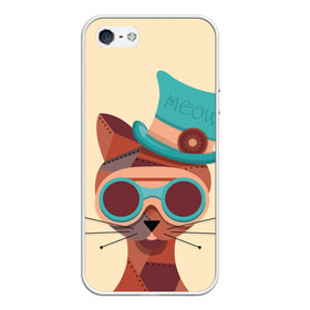 Чехол для iPhone 5/5S матовый с принтом Steampunk Cat , Силикон | Область печати: задняя сторона чехла, без боковых панелей | Тематика изображения на принте: кот | коты | кошки | стимпанк