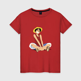 Женская футболка хлопок с принтом One piece: Luffy , 100% хлопок | прямой крой, круглый вырез горловины, длина до линии бедер, слегка спущенное плечо | 
