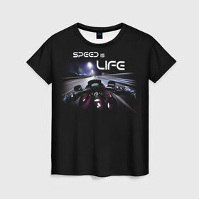 Женская футболка 3D с принтом Speed is life , 100% полиэфир ( синтетическое хлопкоподобное полотно) | прямой крой, круглый вырез горловины, длина до линии бедер | speed | байк | байкер | мотоцикл | скорость