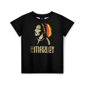 Детская футболка 3D с принтом Bob Marley , 100% гипоаллергенный полиэфир | прямой крой, круглый вырез горловины, длина до линии бедер, чуть спущенное плечо, ткань немного тянется | bob marley | боб марли | музыка | регги | ямайка