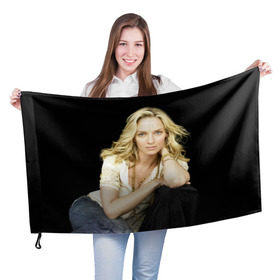 Флаг 3D с принтом Ума Турман , 100% полиэстер | плотность ткани — 95 г/м2, размер — 67 х 109 см. Принт наносится с одной стороны | uma karuna thurman | актриса | американская | ума каруна турман