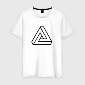 Мужская футболка хлопок с принтом Невозможный треугольник , 100% хлопок | прямой крой, круглый вырез горловины, длина до линии бедер, слегка спущенное плечо. | оптическая иллюзия