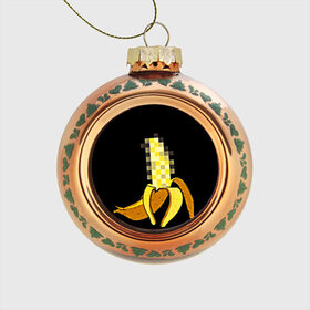 Стеклянный ёлочный шар с принтом Банан 18+ , Стекло | Диаметр: 80 мм | Тематика изображения на принте: банан | большой банан | ххх