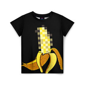 Детская футболка 3D с принтом Банан 18+ , 100% гипоаллергенный полиэфир | прямой крой, круглый вырез горловины, длина до линии бедер, чуть спущенное плечо, ткань немного тянется | банан | большой банан | ххх
