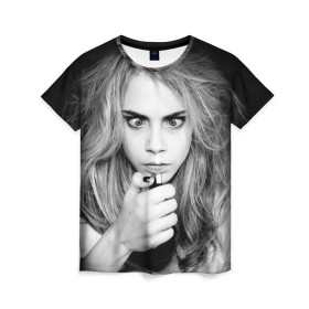 Женская футболка 3D с принтом Кара Делевинь , 100% полиэфир ( синтетическое хлопкоподобное полотно) | прямой крой, круглый вырез горловины, длина до линии бедер | cara delevingne | актриса | британская | кара делевинь | топ модель