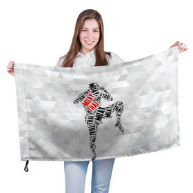 Флаг 3D с принтом Muay thai 5 , 100% полиэстер | плотность ткани — 95 г/м2, размер — 67 х 109 см. Принт наносится с одной стороны | muay thai