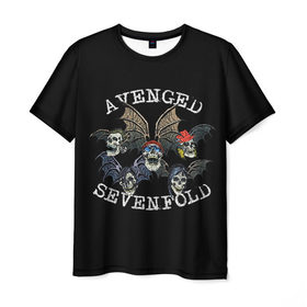 Мужская футболка 3D с принтом Avenged Sevenfold , 100% полиэфир | прямой крой, круглый вырез горловины, длина до линии бедер | avenged sevenfold