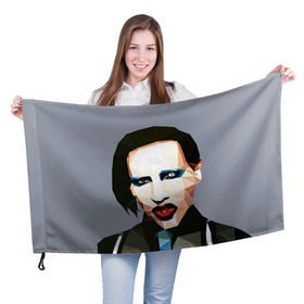 Флаг 3D с принтом Mаrilyn Manson , 100% полиэстер | плотность ткани — 95 г/м2, размер — 67 х 109 см. Принт наносится с одной стороны | mаrilyn manson