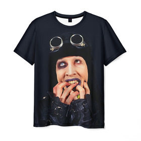 Мужская футболка 3D с принтом Mаrilyn Manson , 100% полиэфир | прямой крой, круглый вырез горловины, длина до линии бедер | mаrilyn manson