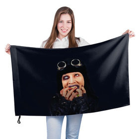 Флаг 3D с принтом Mаrilyn Manson , 100% полиэстер | плотность ткани — 95 г/м2, размер — 67 х 109 см. Принт наносится с одной стороны | mаrilyn manson