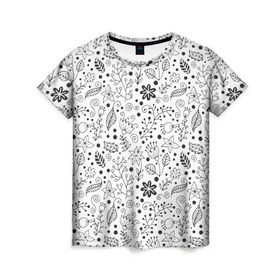 Женская футболка 3D с принтом Цветочки-травушки , 100% полиэфир ( синтетическое хлопкоподобное полотно) | прямой крой, круглый вырез горловины, длина до линии бедер | листья | природа | ромашки | цветы