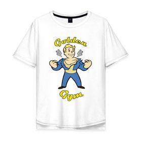 Мужская футболка хлопок Oversize с принтом Fallout golden gym , 100% хлопок | свободный крой, круглый ворот, “спинка” длиннее передней части | Тематика изображения на принте: 