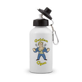 Бутылка спортивная с принтом Fallout golden gym , металл | емкость — 500 мл, в комплекте две пластиковые крышки и карабин для крепления | Тематика изображения на принте: 