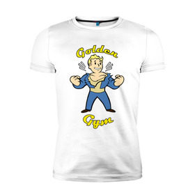 Мужская футболка премиум с принтом Fallout golden gym , 92% хлопок, 8% лайкра | приталенный силуэт, круглый вырез ворота, длина до линии бедра, короткий рукав | 